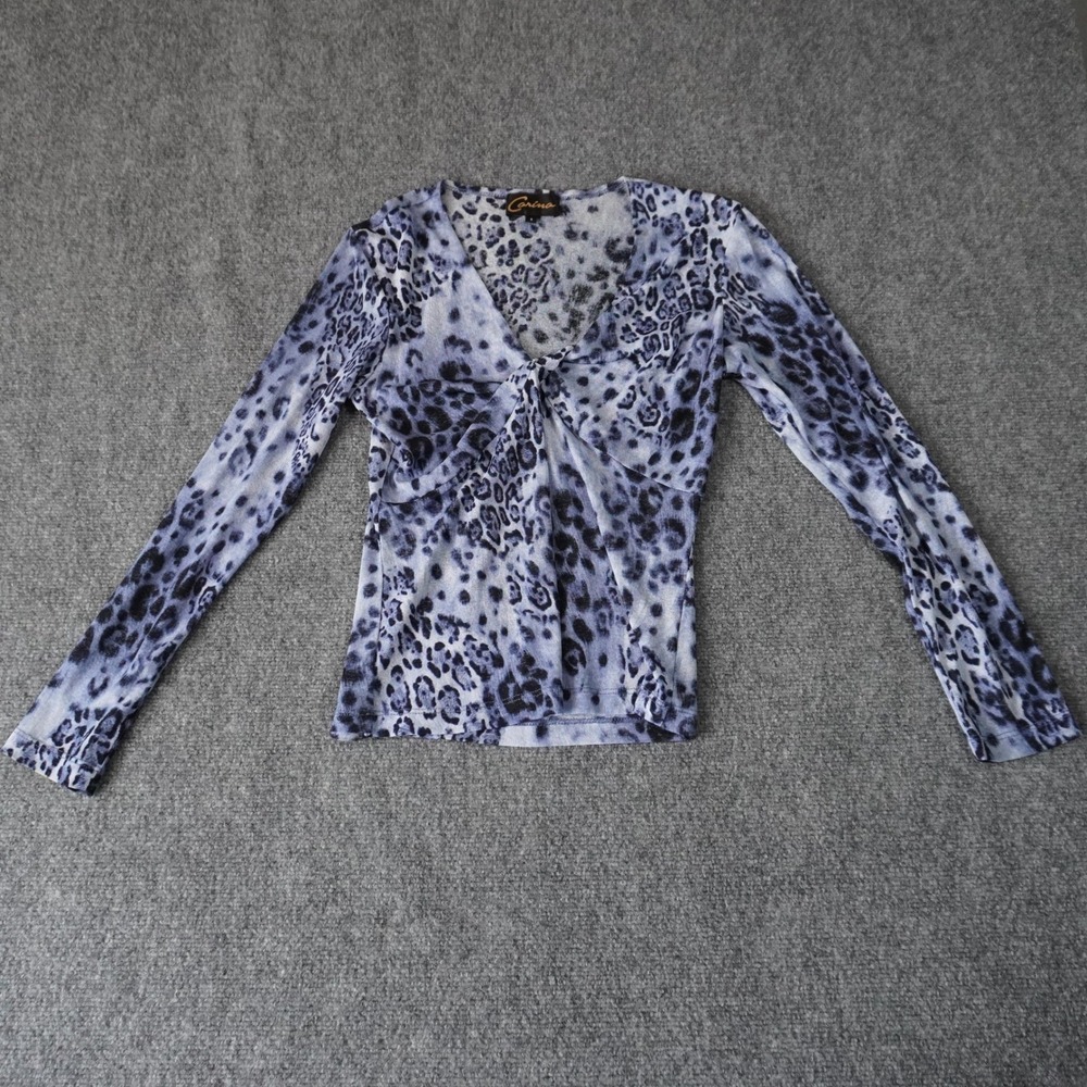 Carina Leopard Print‎ Blouse Top Knotted V Neck Long Sleeve Womens Small